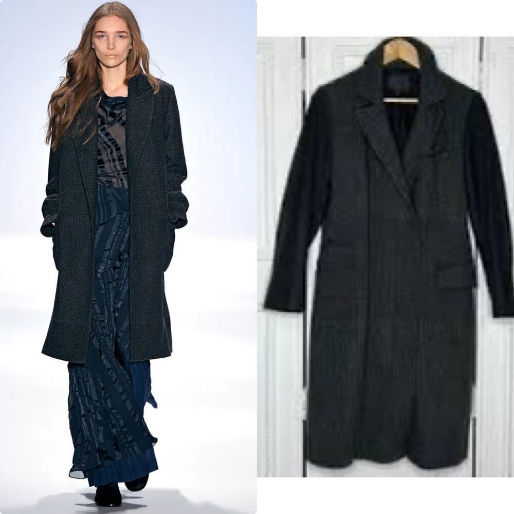 NWT $750 Richard Chai Love 4 S Vogue Runway Tweed leather Suede Coat Jacket
